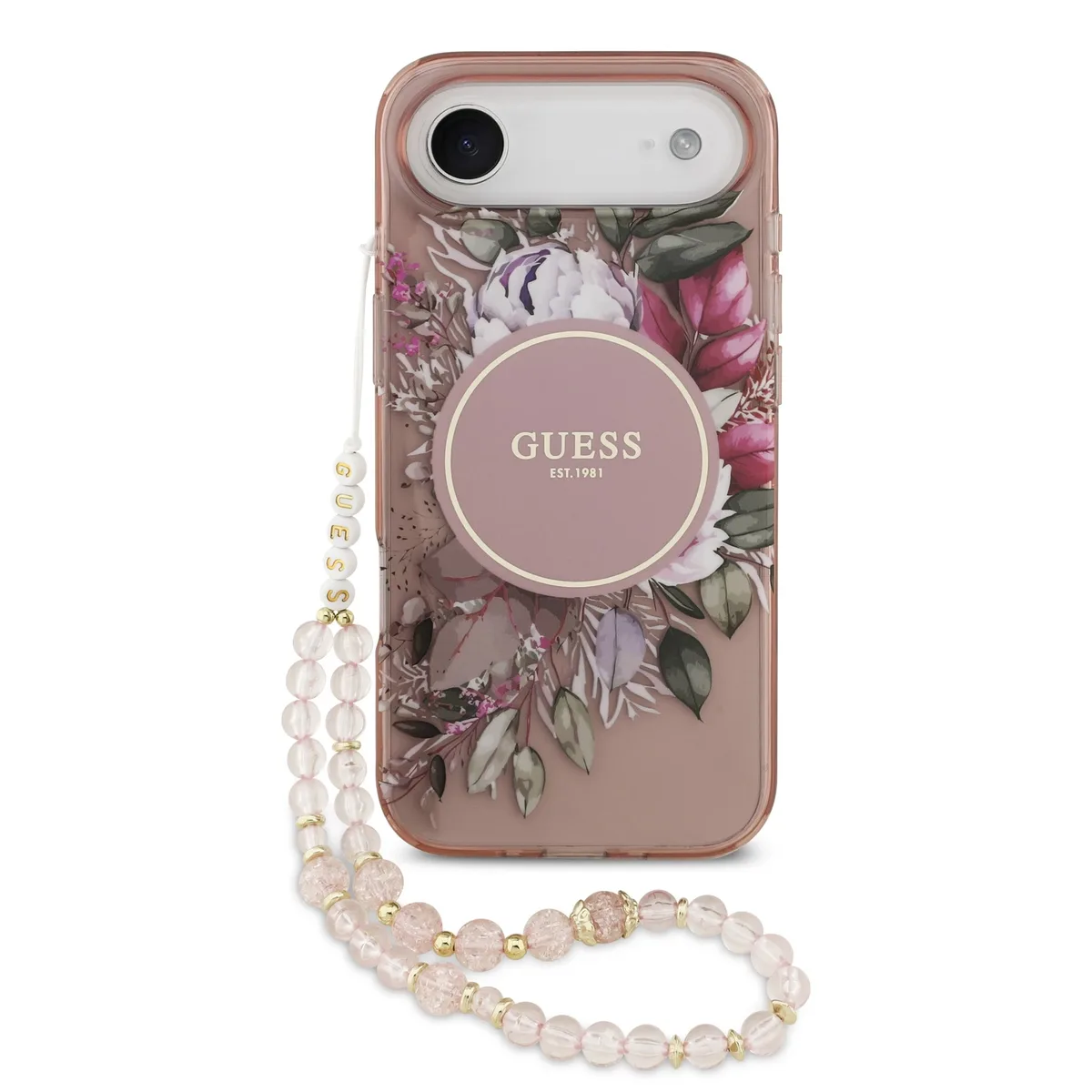 IML Flowers iPhone Air hoesje - Met MagSafe en Koord - Roze von Guess – Produktfoto