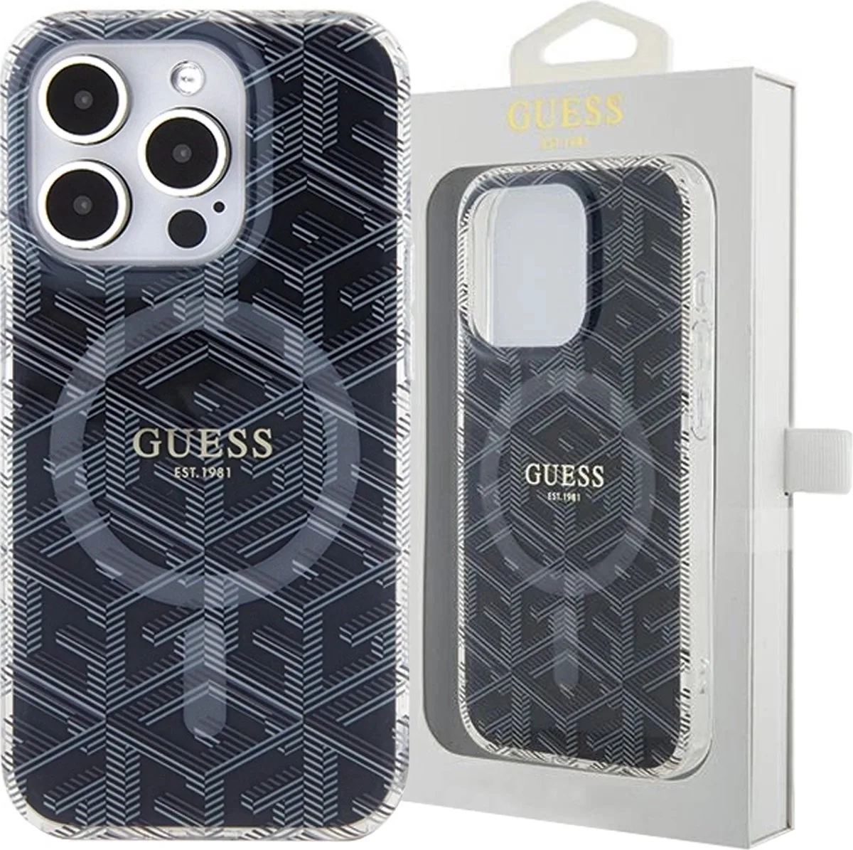 IML - GCUbe MagSafe hoesje voor iPhone - 15 - Pro - Max van Guess in Zwart – productfoto