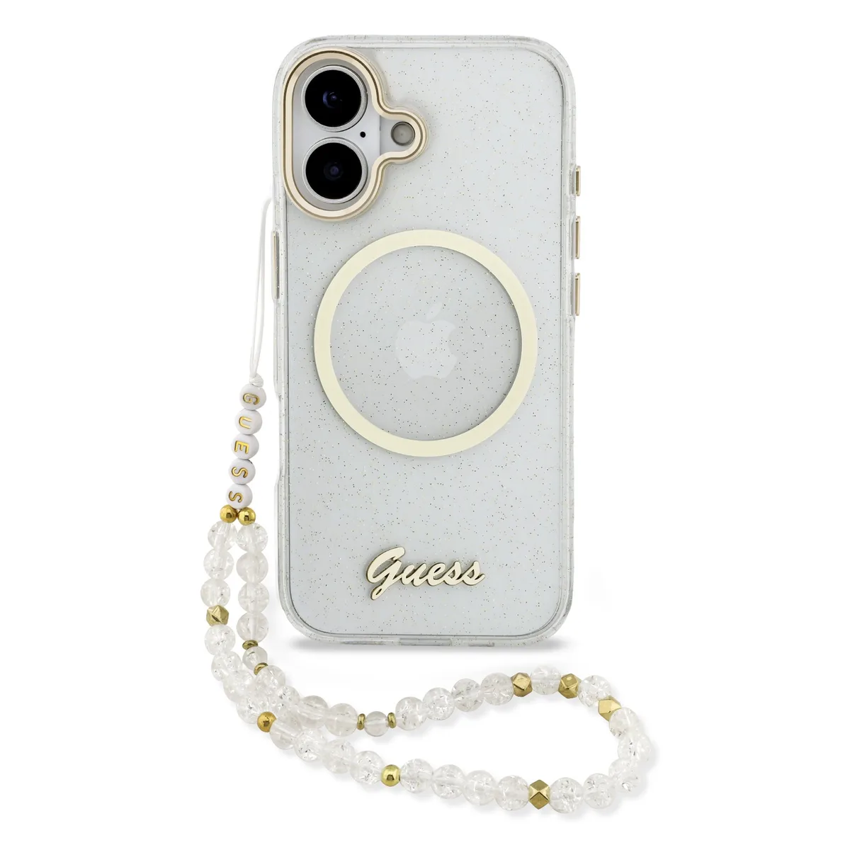 IML Glitter Script Strap MagSafe Hoesje iPhone 17 - Transparant de Guess – photo produit