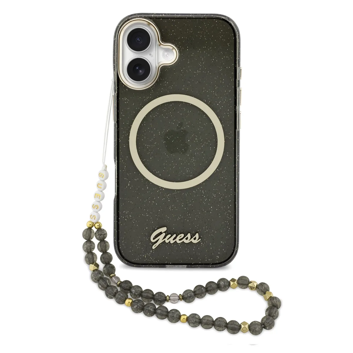 IML Glitter Script Strap MagSafe Hoesje iPhone 17 - Zwart de Guess – photo produit