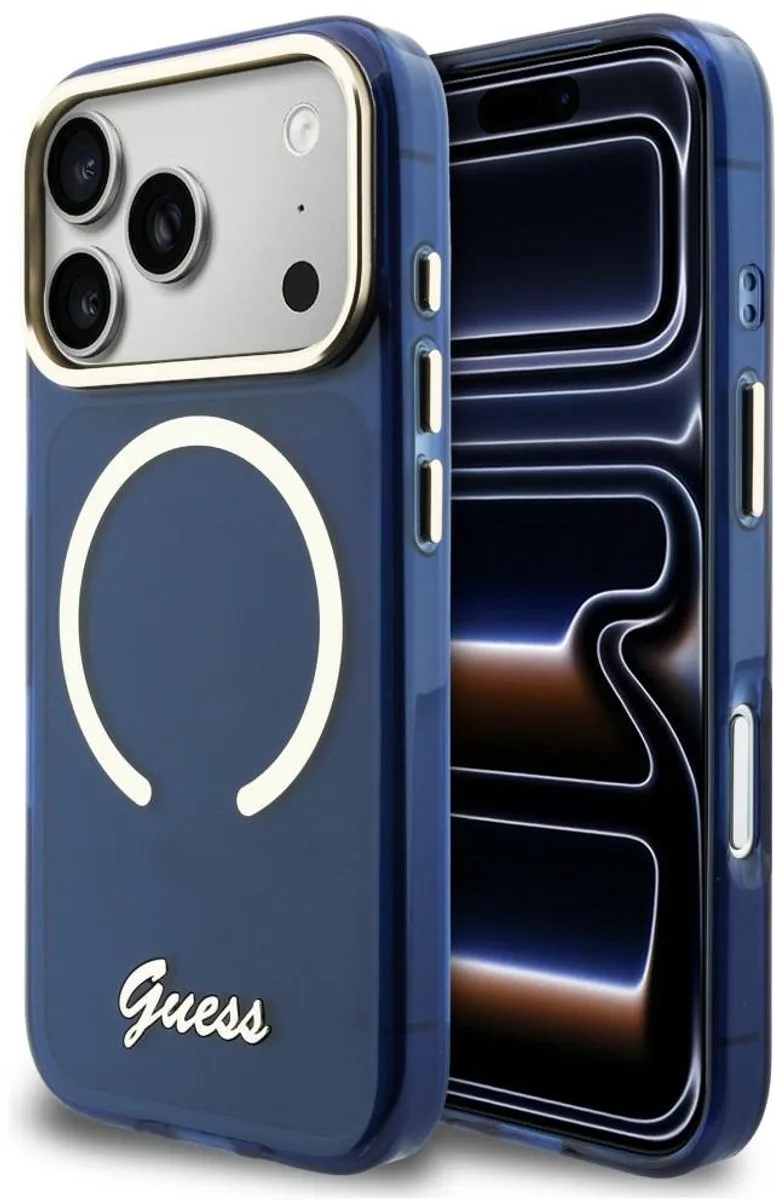 Iml Script Metalen Magsafe Hoesje Voor Iphone 17 Pro Max Met Bescherming En Logo van Guess in Transparant – productfoto
