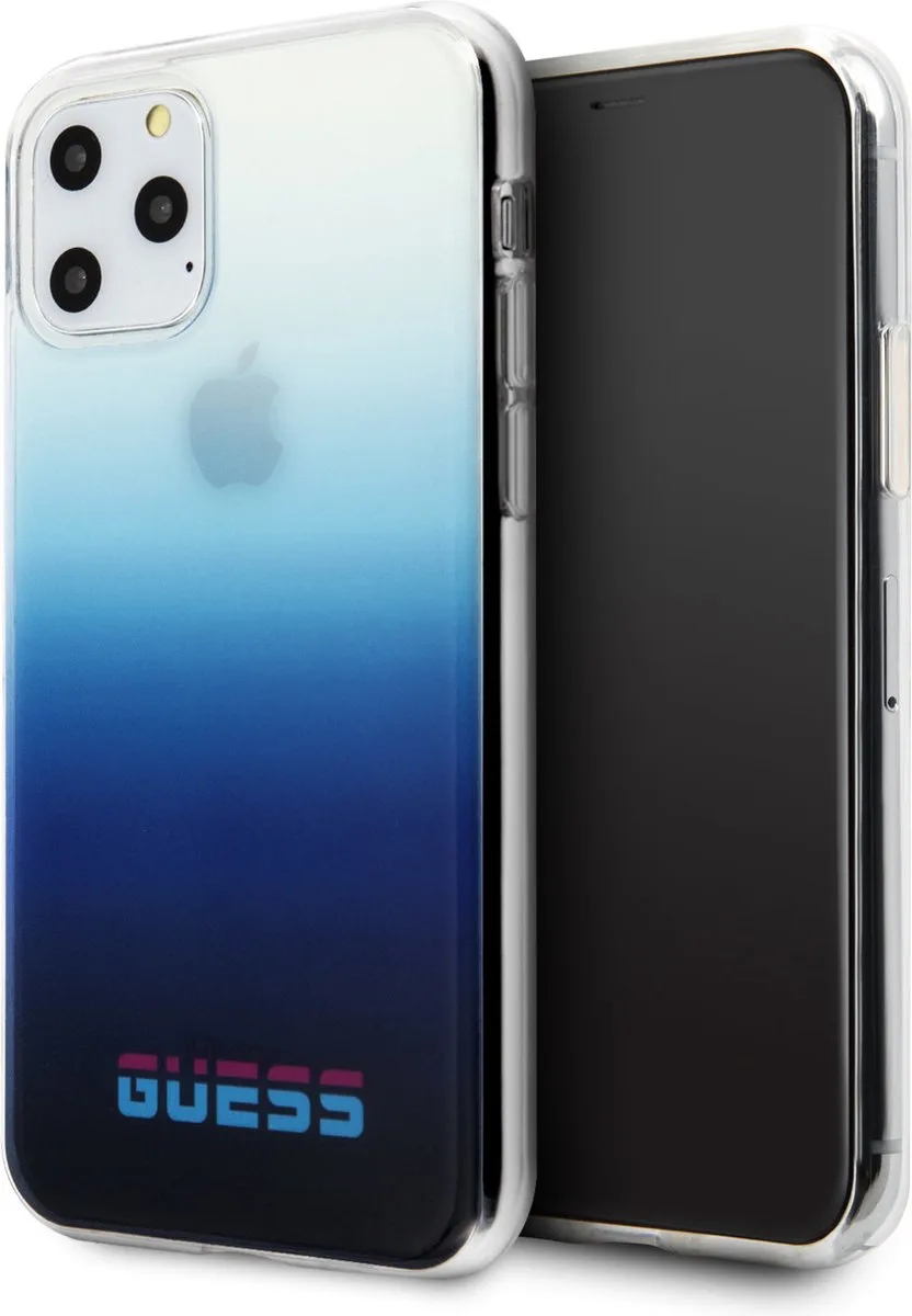iPhone 11 Pro Back Cover Hoesje - TPU Kunstleer, - Beschermt Telefoon Perfect fra Guess i Blå – produktbillede