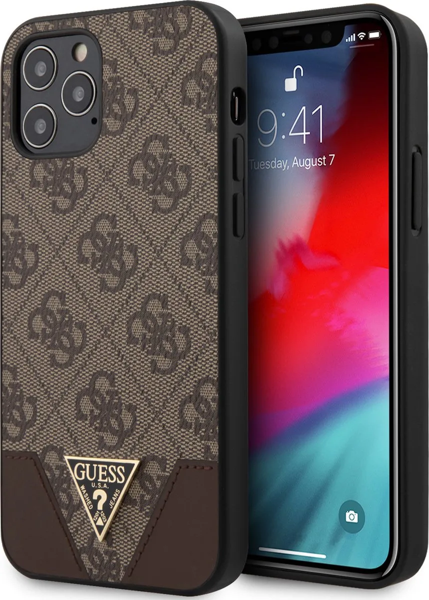 iPhone 12/12 Pro Backcase hoesje van Guess in Bruin – 4G Triangle – productfoto