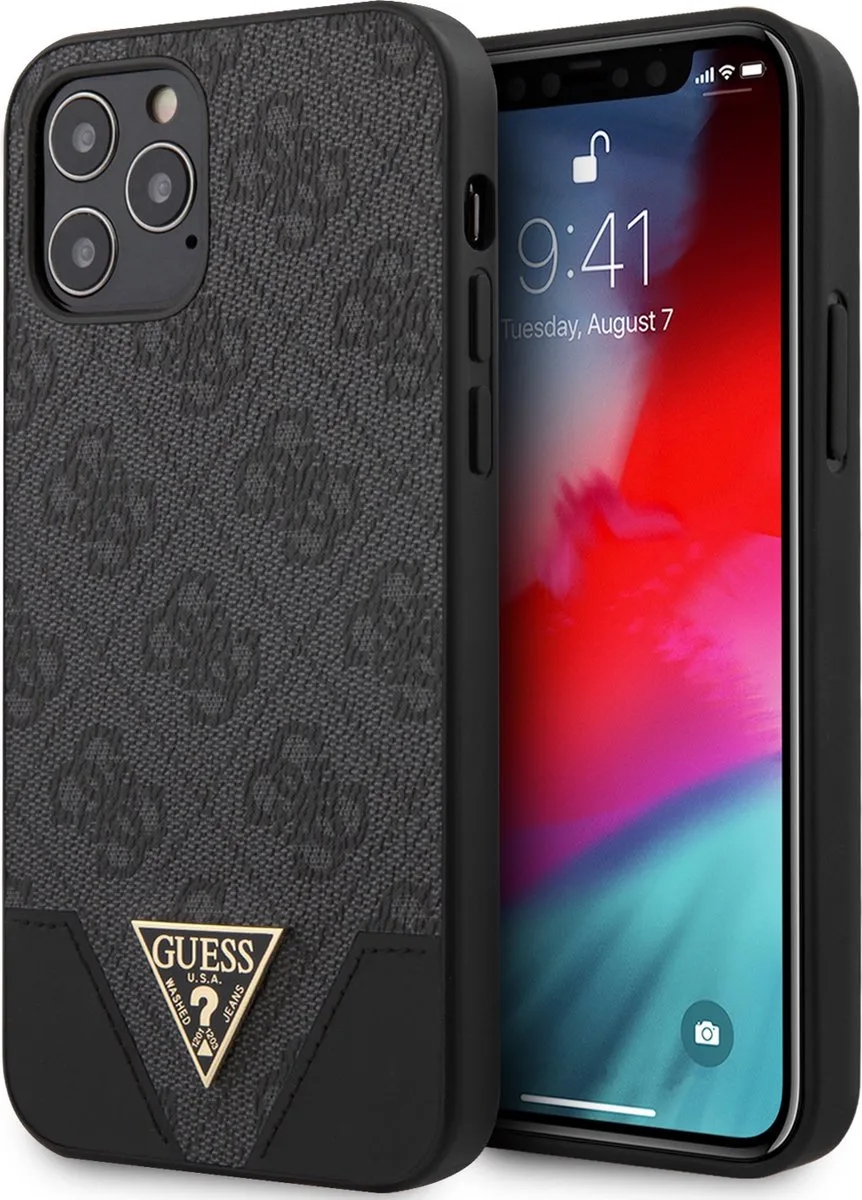 iPhone 12/12 Pro Backcase hoesje van Guess in Grijs – 4G Triangle – productfoto