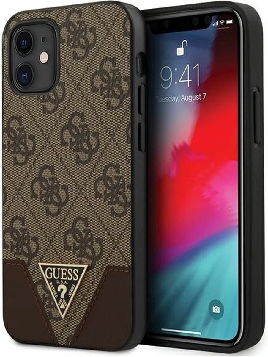 iPhone 12 Mini Backcase hoesje van Guess in Bruin – productfoto