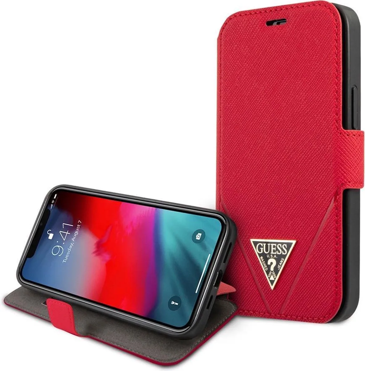 iPhone 12 Mini Bookcase hoesje de Guess en Rouge – photo produit