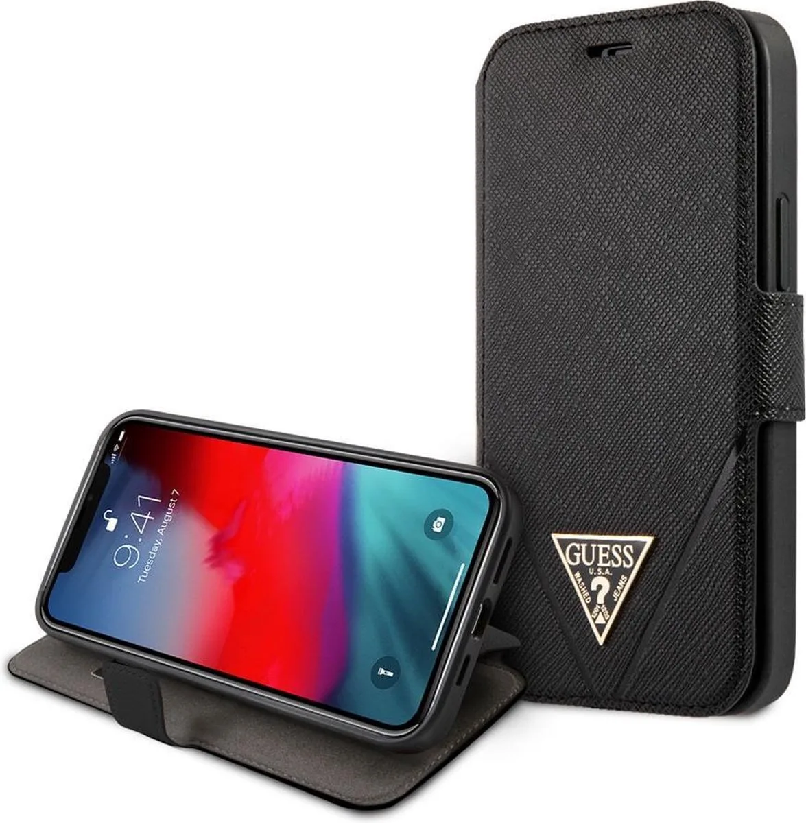 iPhone 12 Mini Bookcase hoesje de Guess en Noir – photo produit