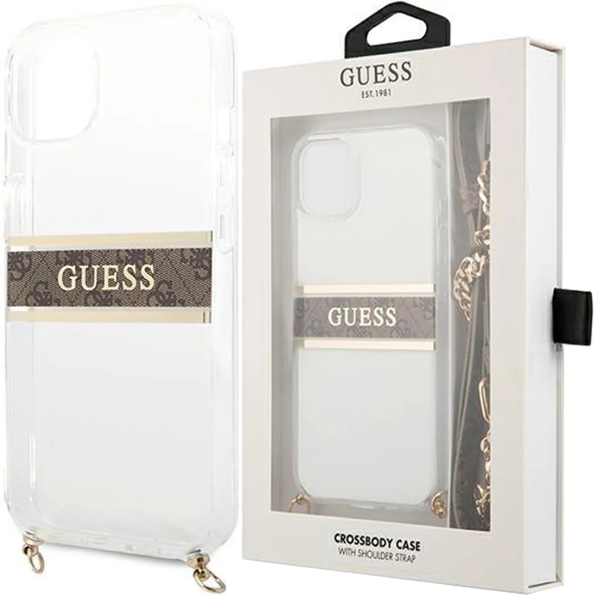 iPhone 13 mini Backcase hoesje van Guess in Bruin – productfoto