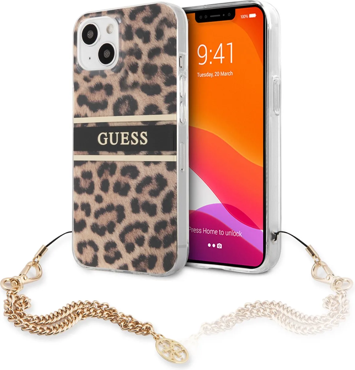 iPhone 13 Mini Backcase hoesje van Guess in Luipaard – productfoto