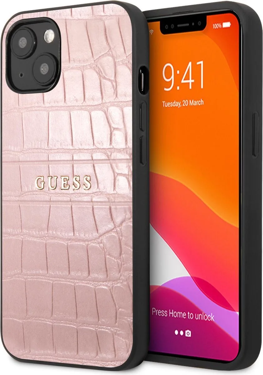 iPhone 13 Mini Backcase hoesje von Guess in Rosa – Produktfoto