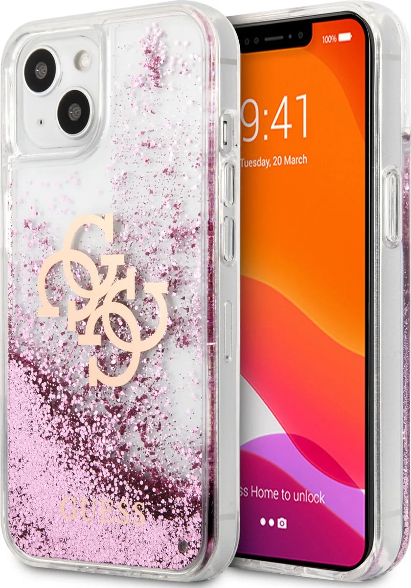 iPhone 13 Mini Backcase hoesje von Guess in Rosa – Produktfoto