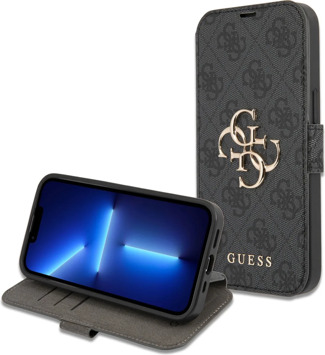iPhone 13 Mini Bookcase hoesje de Guess en Gris – photo produit