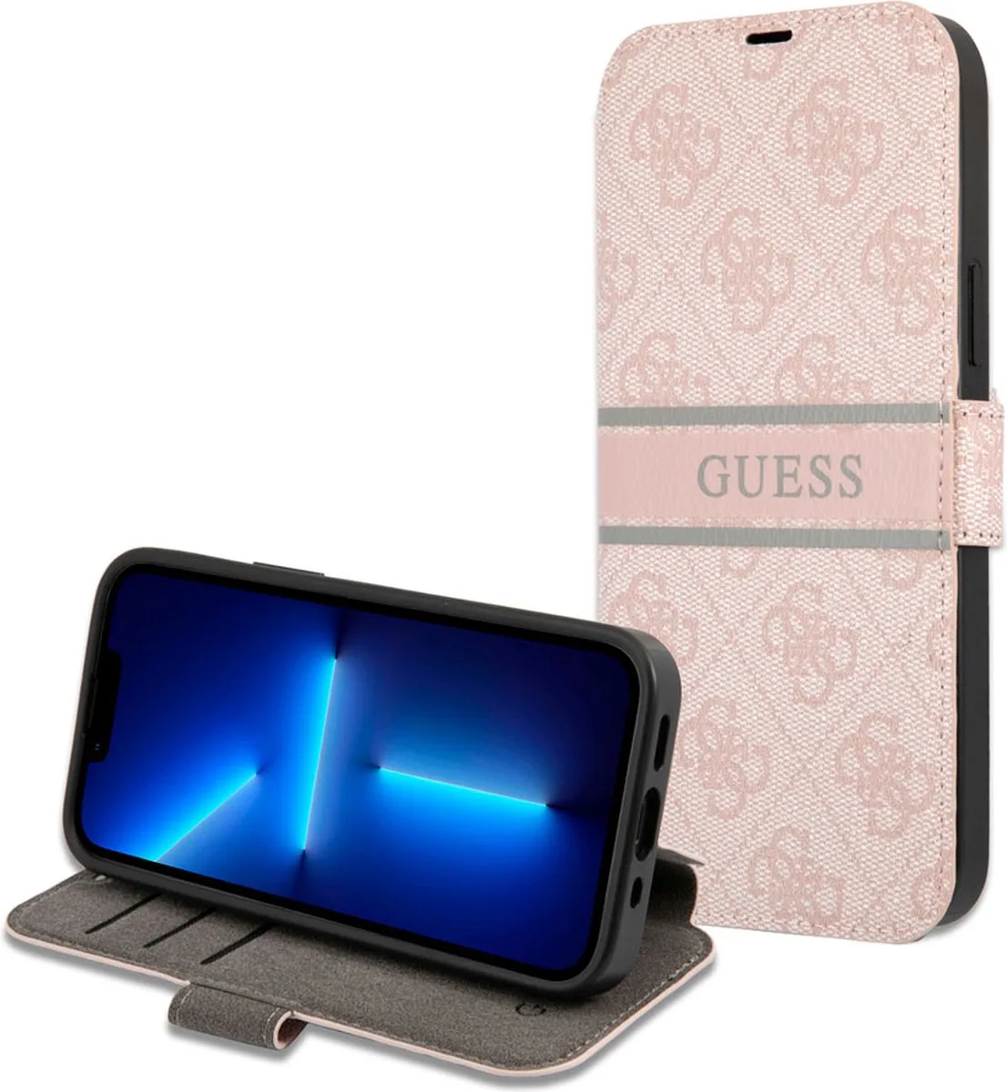 iPhone 13 Mini Bookcase hoesje van Guess in Roze – productfoto