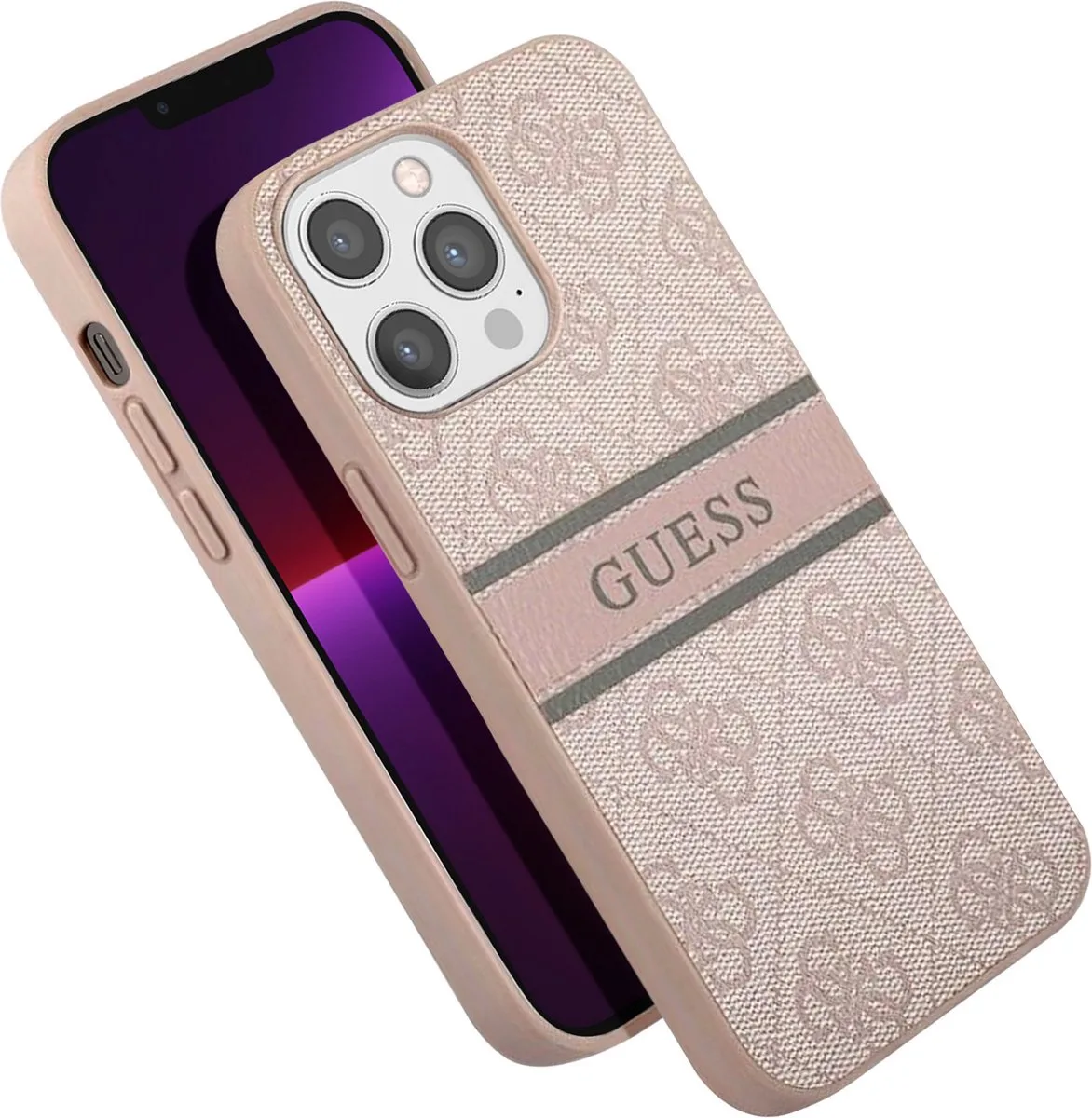 iPhone 13 Pro Back Cover Hoesje – Pu – Bescherm je Smartphone & Geniet van Comfort & Stijl van Guess in Roze – productfoto