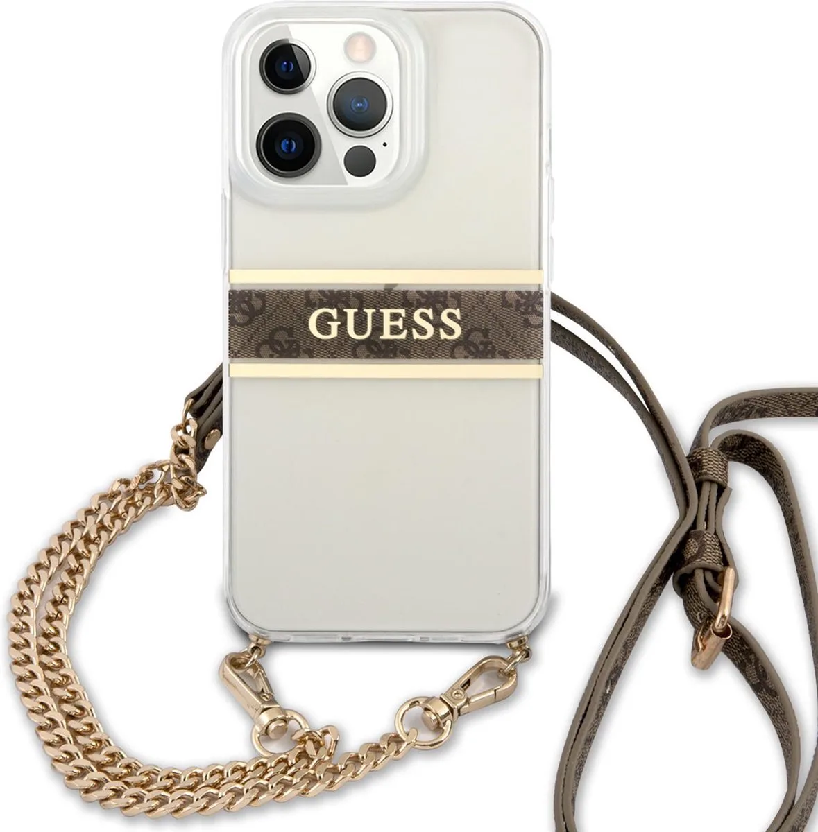 iPhone 13 Pro Backcase hoesje von Guess in Braun – Produktfoto
