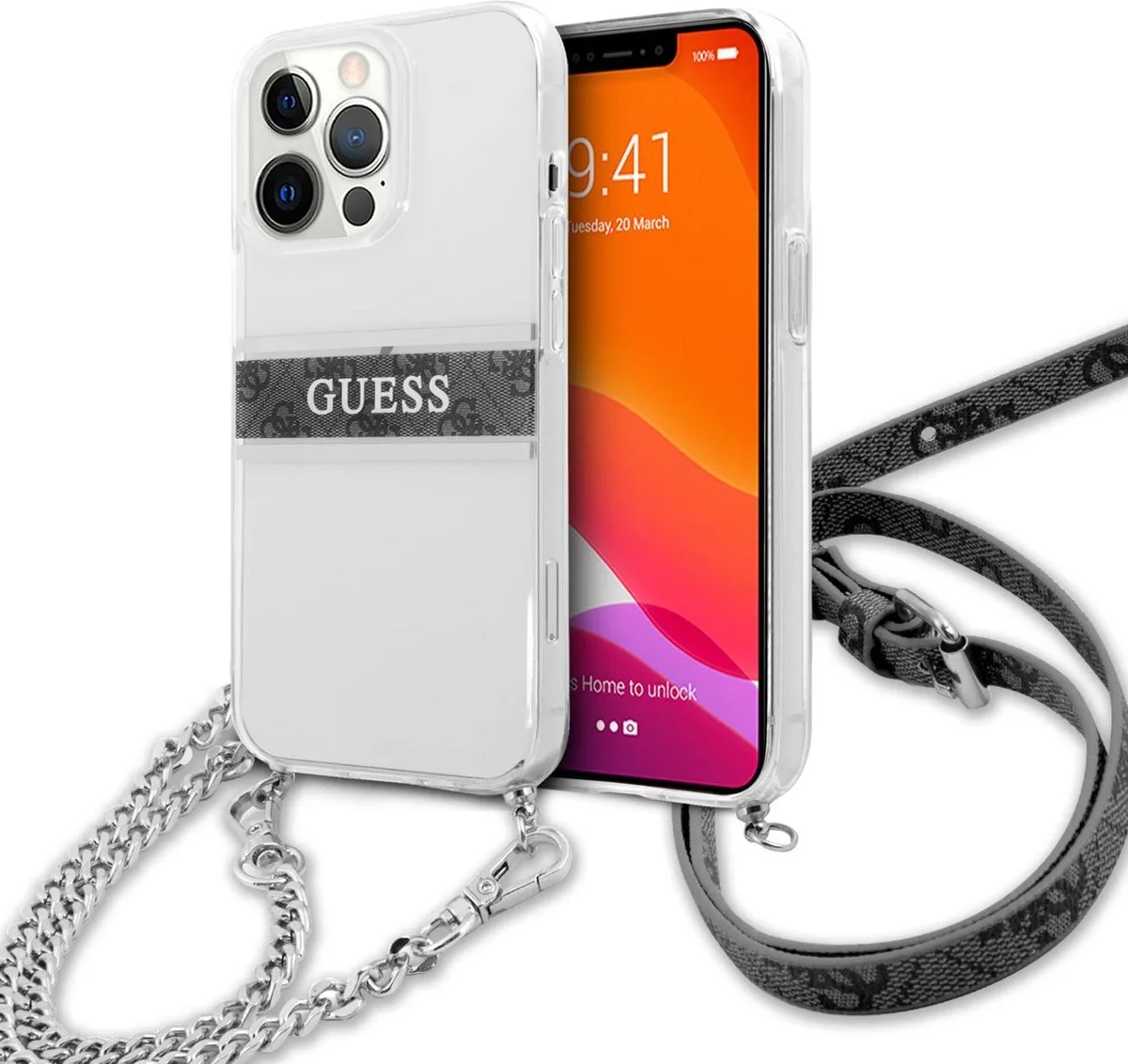 iPhone 13 Pro Backcase hoesje von Guess in Grau – Produktfoto