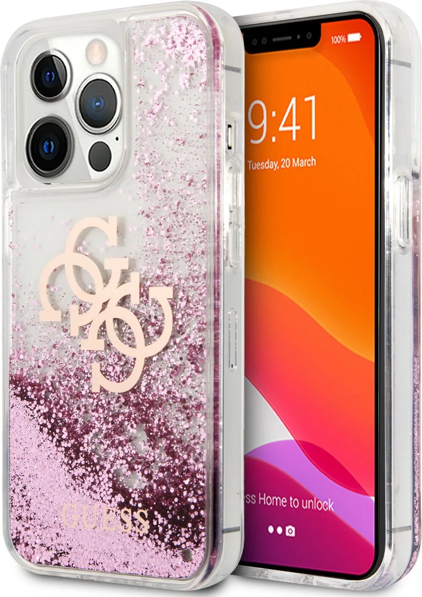 iPhone 13 Pro Backcase hoesje von Guess in Rosa – Produktfoto