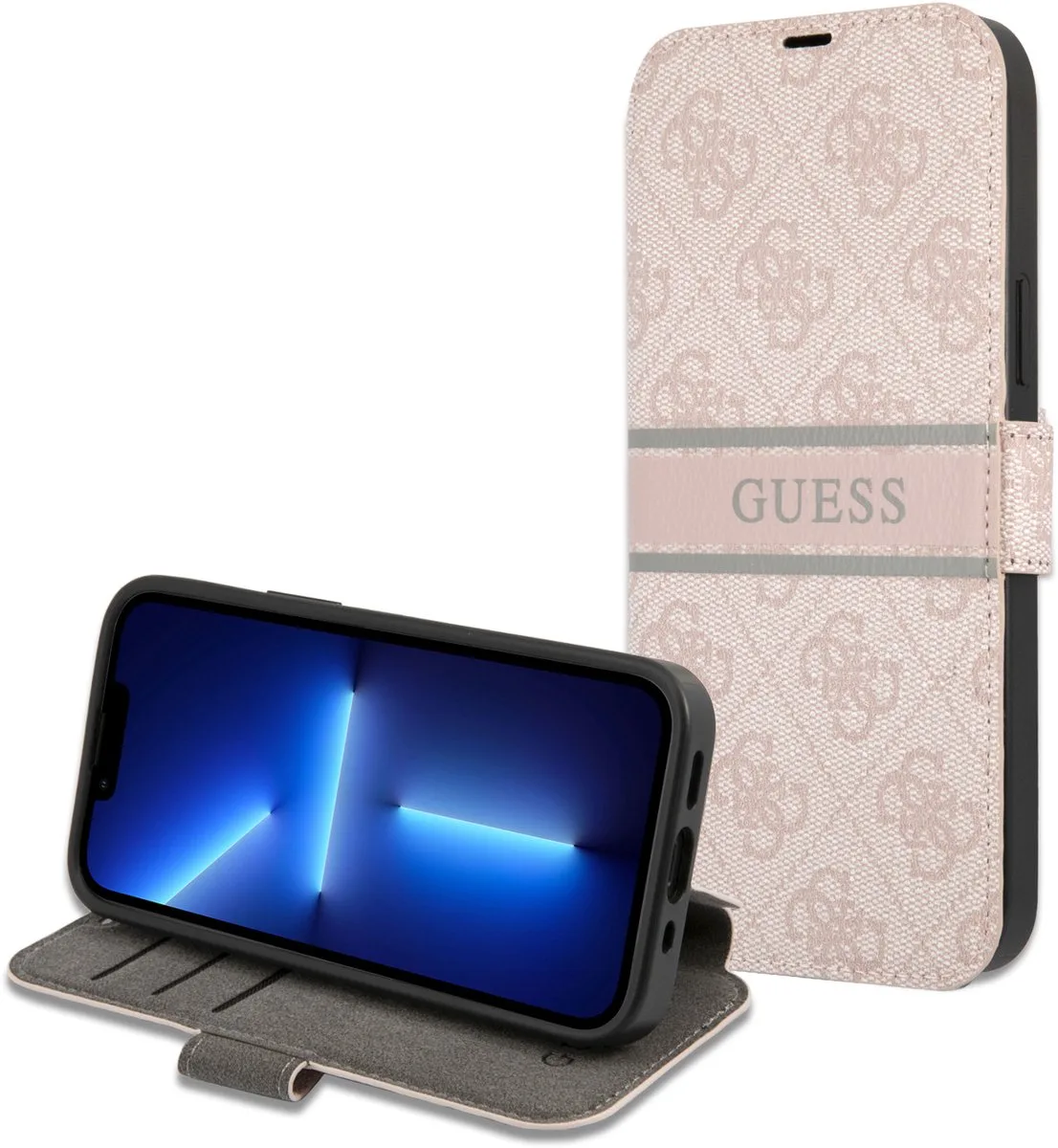 iPhone 13 Pro Bookcase hoesje von Guess in Rosa – Produktfoto