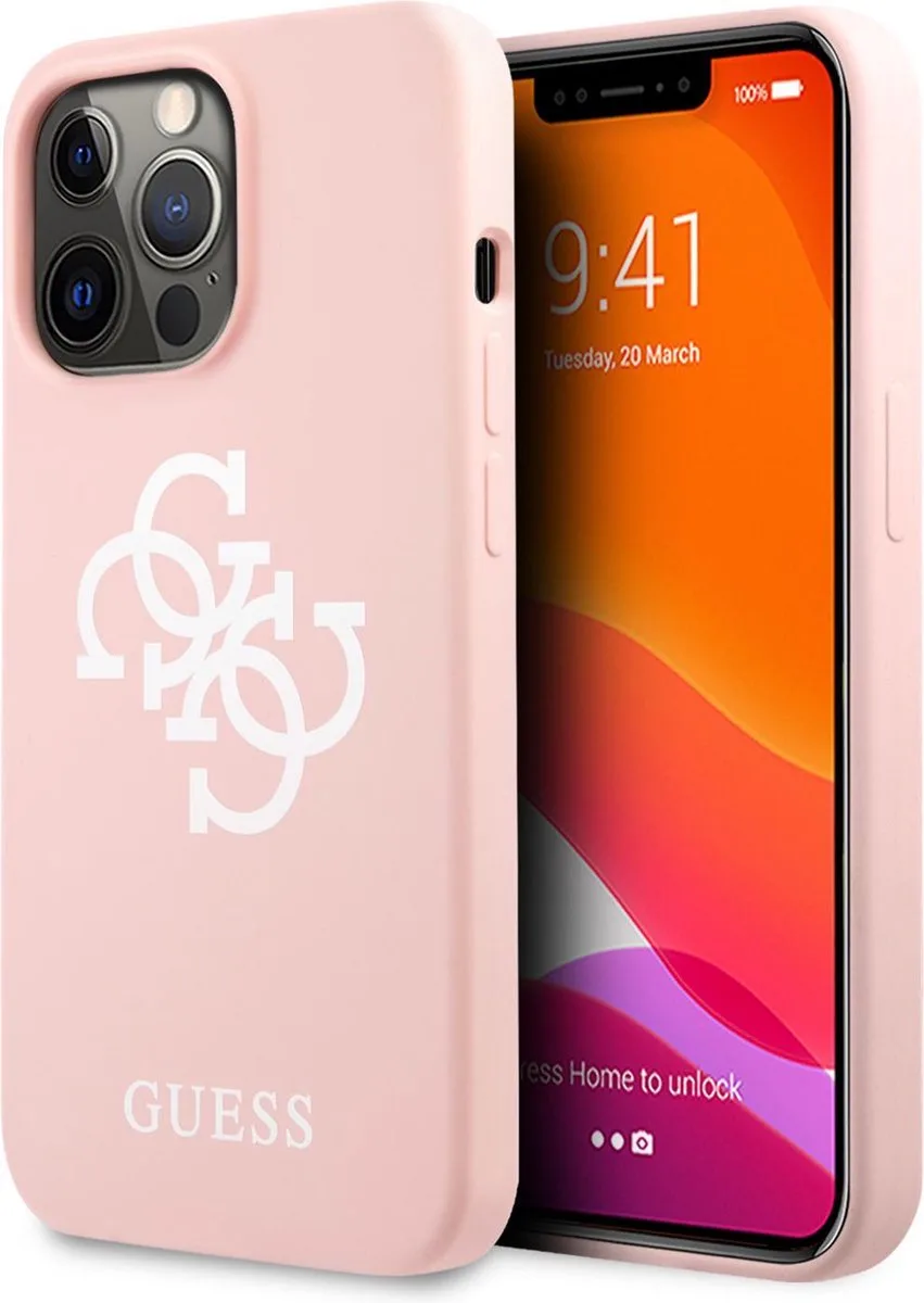 iPhone 13 Pro Hoesje - Silicone Back Cover - Bescherm je Telefoon & Voorkom Krasjes van Guess in Roze – productfoto