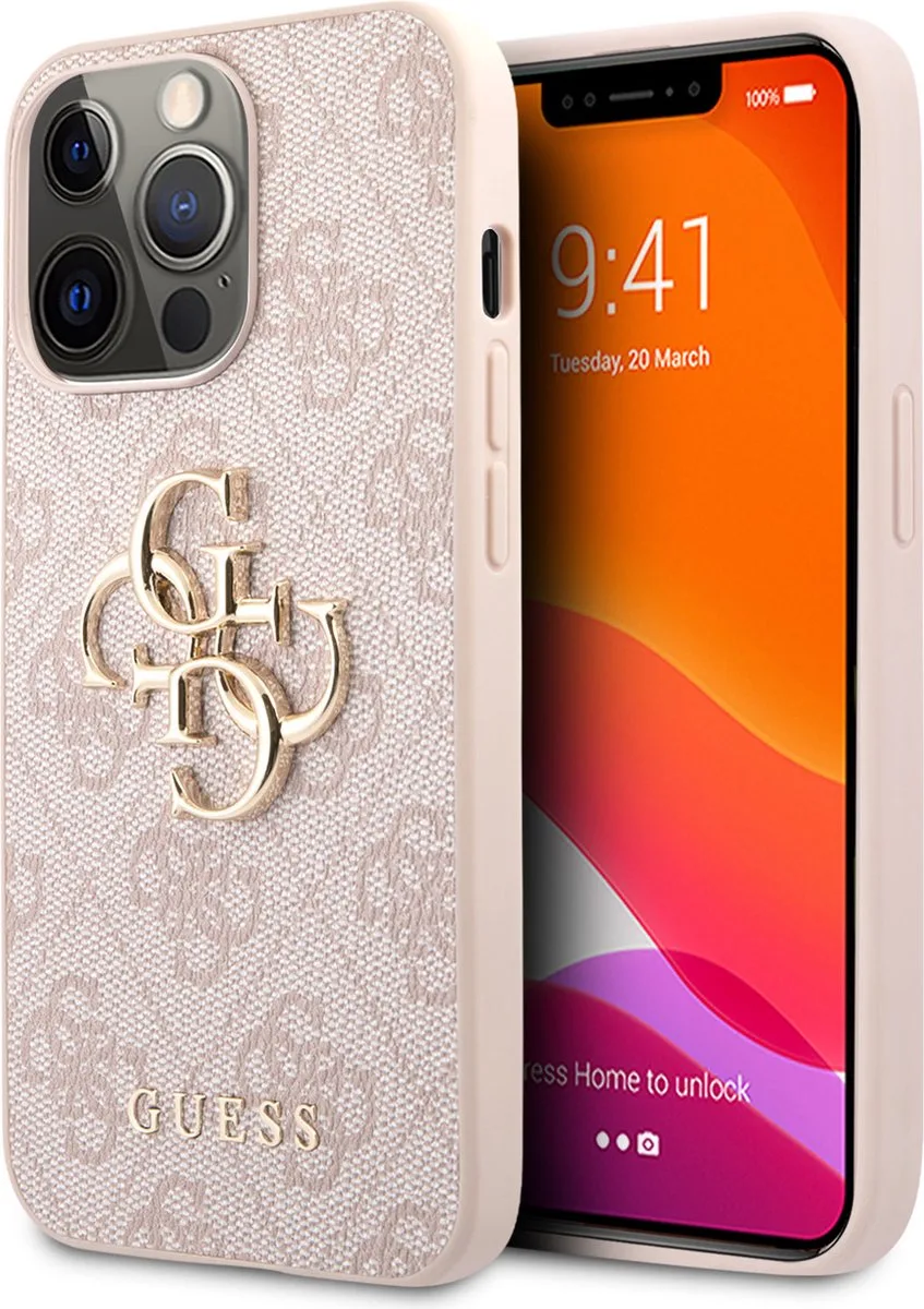 iPhone 13 Pro Max Backcase hoesje van Guess in Roze – productfoto