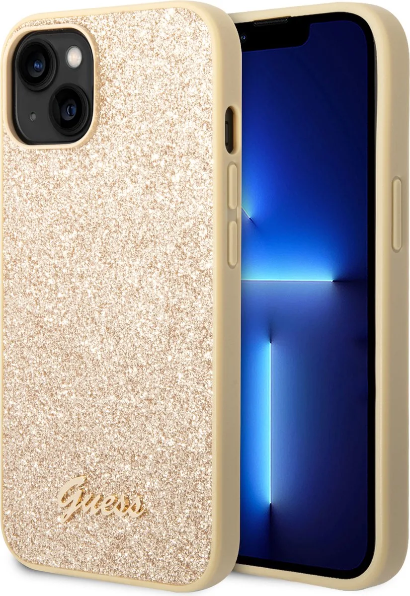 iPhone 14 Hoesje - Polycarbonaat & TPU - Bescherm je Telefoon! van Guess in Goud – productfoto