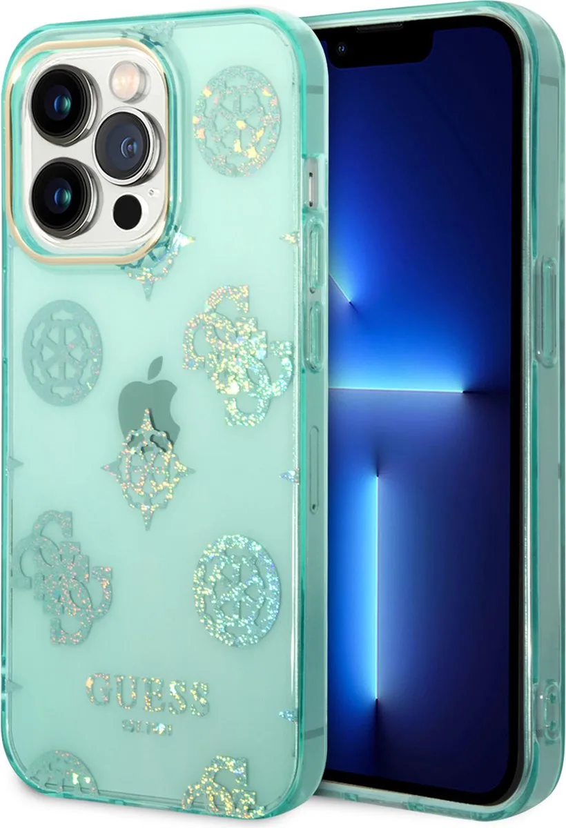 iPhone 14 Pro Back Cover Telefoonhoesje - Blauw TPU Bescherming - Merk & Kwaliteit von Guess in Grün – Produktfoto