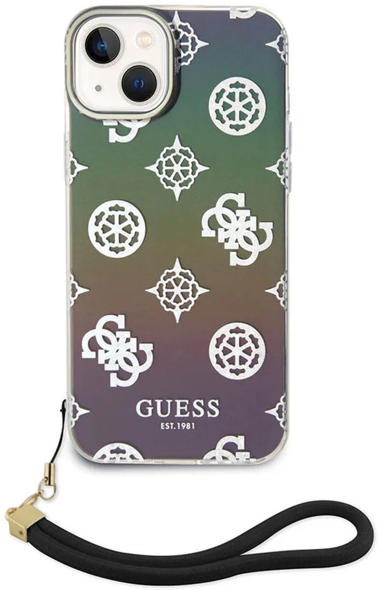 iPhone 15 Backcover hoesje Iridescent glitter pattern von Guess in Iredescent – Produktfoto