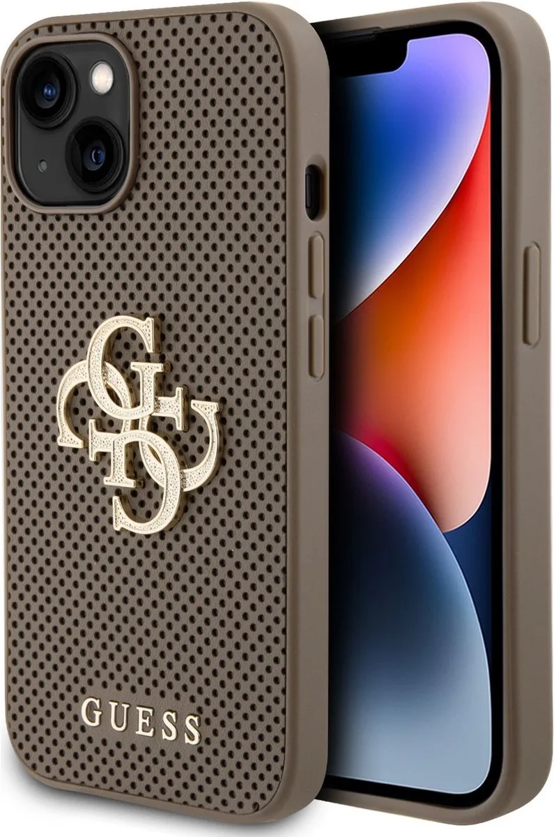iPhone 15 Plus / 14 Plus Hardcase hoesje – 4G – Big Metal Logo – Bruin von Guess in 4G – Big Metal Logo – Bruin – Produktfoto