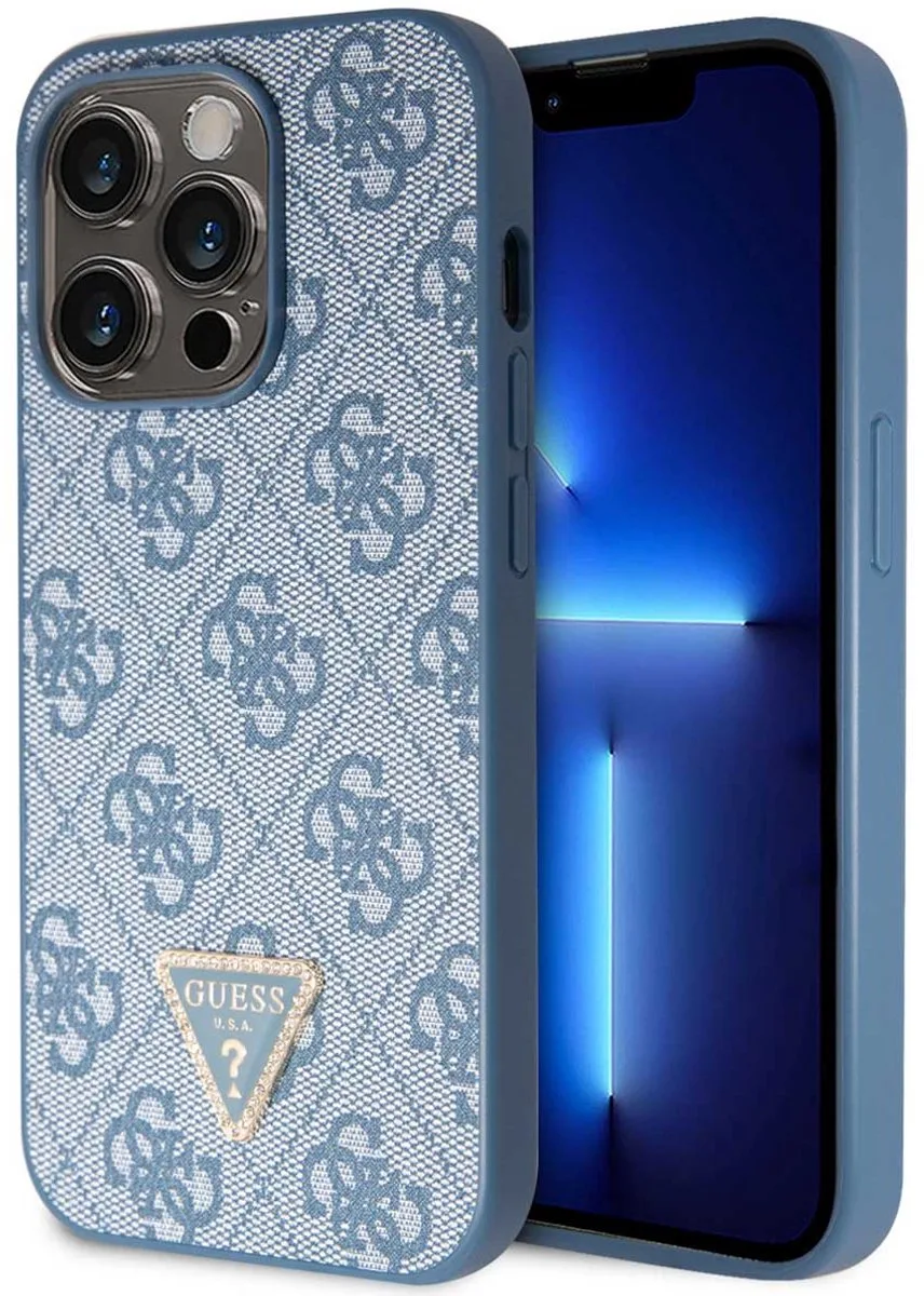 iPhone 15 Pro hardcase 4G – Back Cover von Guess in Triangle Blauw – Produktfoto