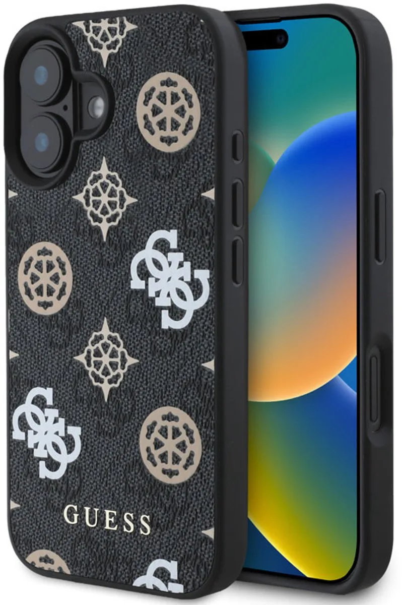 iPhone 16 Backcover hoesje Magsafe PU peony von Guess in Schwarz – Produktfoto