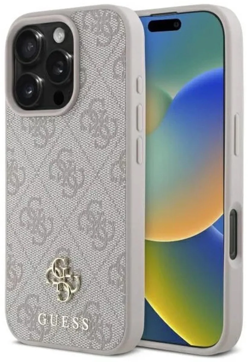 iPhone 16 Pro Backcover hoesje Magsafe PU 4G Small Logo von Guess in Rosa – Produktfoto