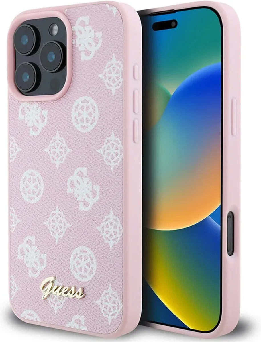 iPhone 16 Pro Backcover hoesje Magsafe PU peony von Guess in Rosa – Produktfoto