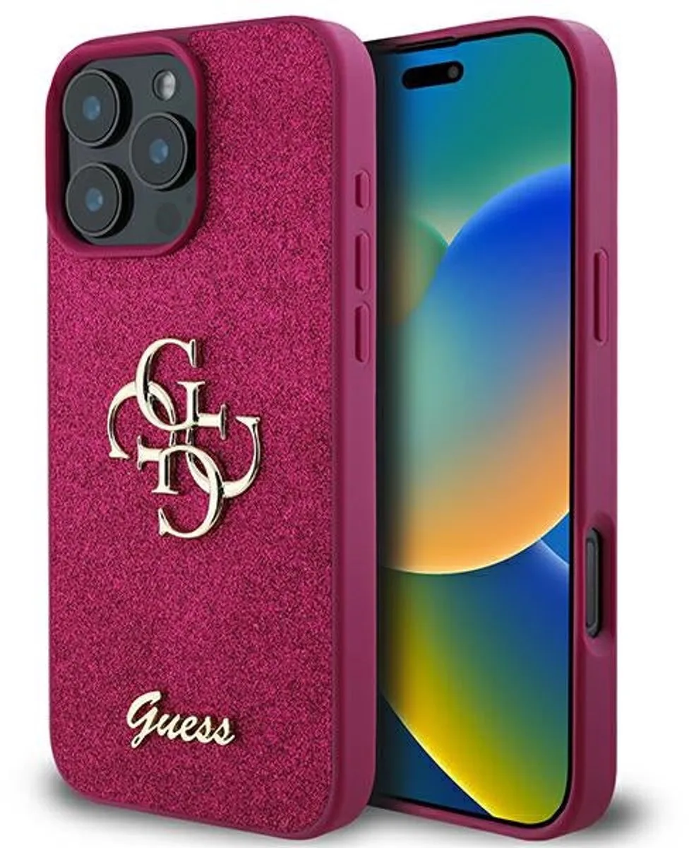 iPhone 16 Pro - Bordeaux Back Case - Hardcase - Fixed Glitter - Rood van Guess in Rood Bordeaux – productfoto