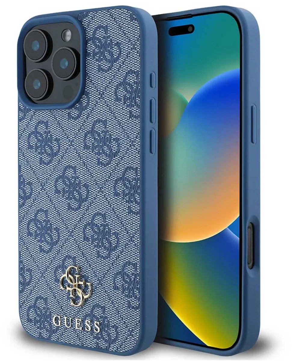 iPhone 16 Pro Max Backcover hoesje Magsafe PU 4G van Guess in Blauw – productfoto
