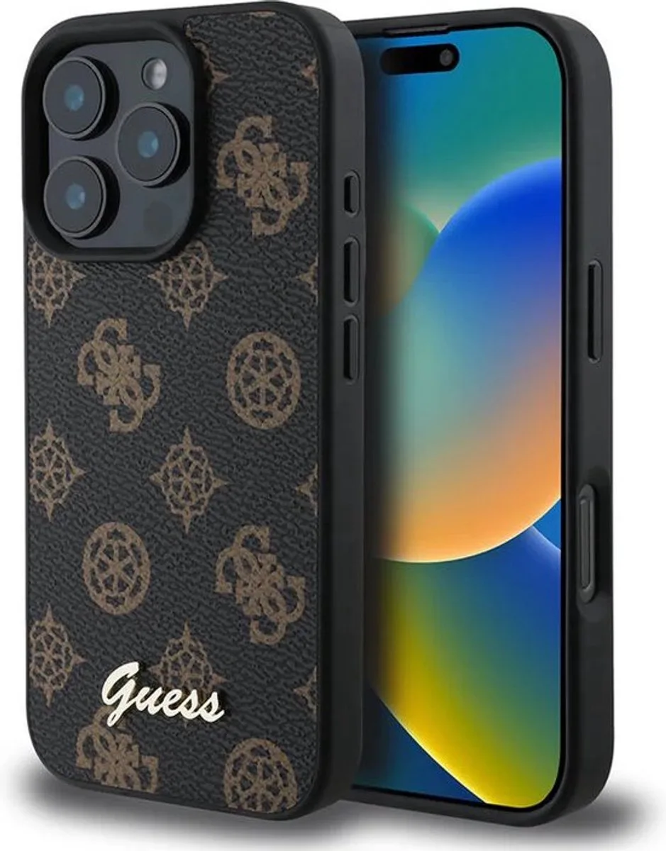iPhone 16 Pro Max Backcover hoesje Magsafe PU peony von Guess in Braun – Produktfoto