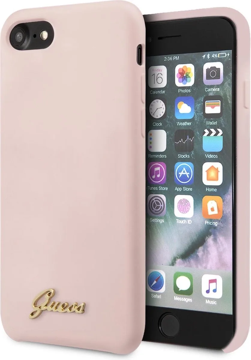 iPhone SE2 (2020) & iPhone 8 Backcover hoesje - Liquid Retro Logo by Guess in Pink – product photo