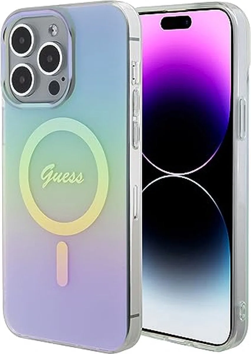 Iridescent Back Case (MagSafe Compatible) - Geschikt voor Apple iPhone 15 Pro Max (6.7") van Guess in Turquoise – productfoto