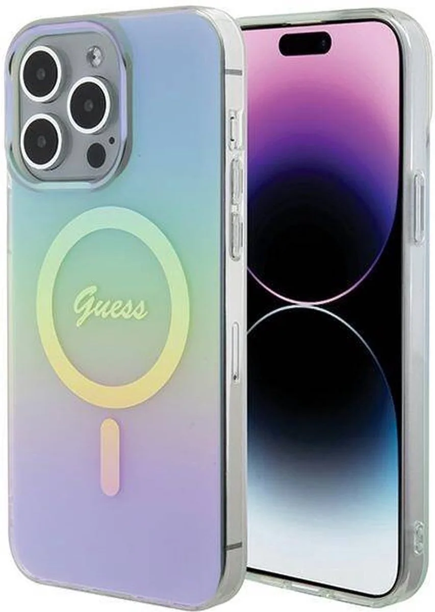 Iridescent Back Case (MagSafe Compatible) - Geschikt voor Apple iPhone 15 Pro (6.1") von Guess in Türkis – Produktfoto