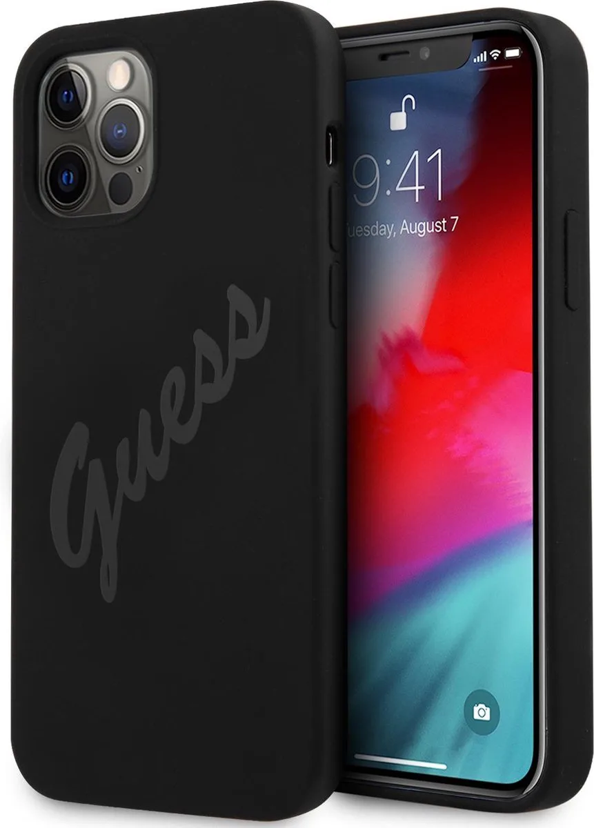 Limited Edition Guess iPhone 12/12 Pro 6,1" zwarte silicone case fra Guess i Sort – produktbillede
