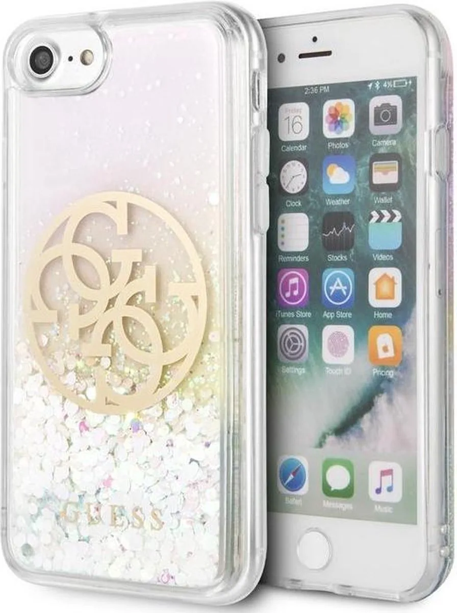 Liquid Glitter Circle Back Case - Geschikt voor Apple iPhone 6/6S/7/8 (4.7") - Roze från Guess i Circle – Roze – produktbild