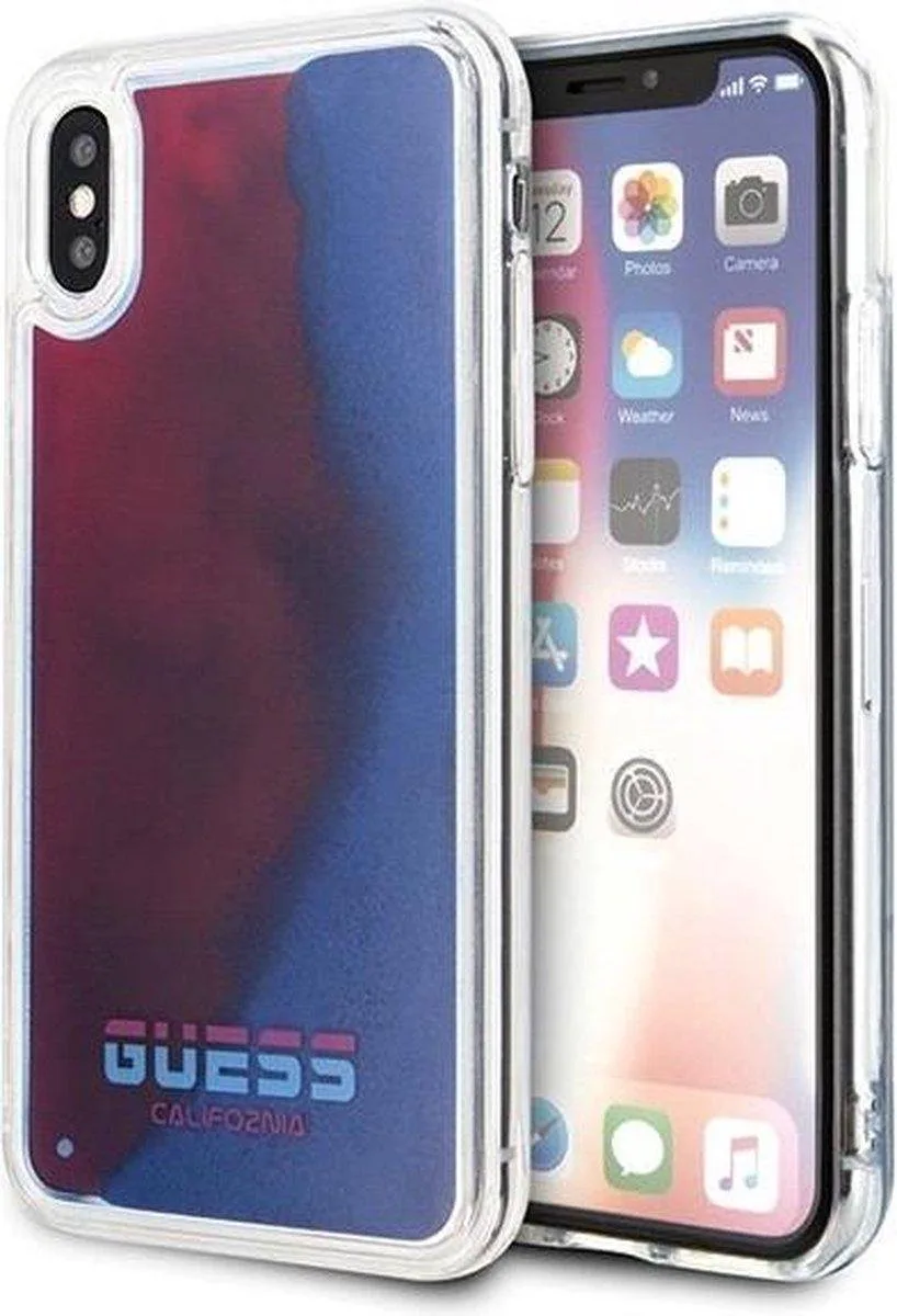 Liquid Glow in the Dark Back Case - Geschikt voor Apple iPhone X/XS (5.8") från Guess i Blå – produktbild