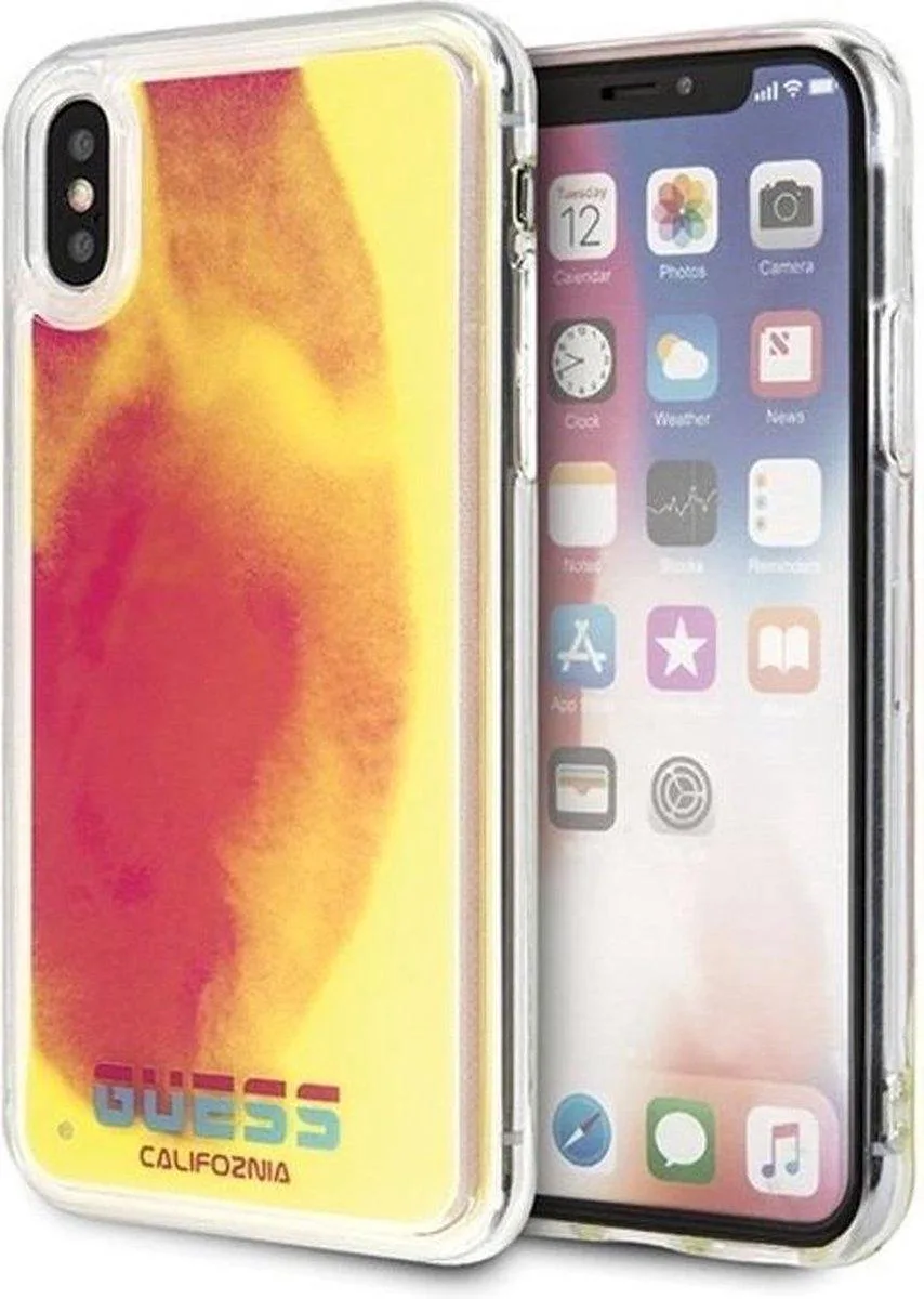 Liquid Glow in the Dark Back Case - Geschikt voor Apple iPhone X/XS (5.8") de Guess en Jaune – photo produit