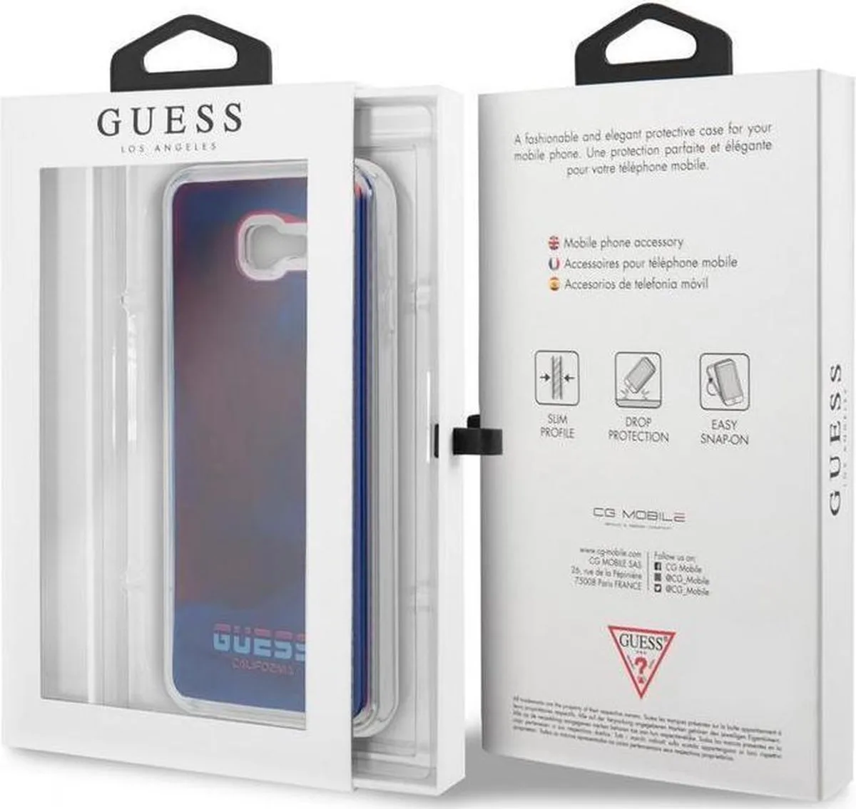 Liquid Glow in the Dark Back Case - Geschikt voor Samsung Galaxy J4 PLUS från Guess i Blå – produktbild