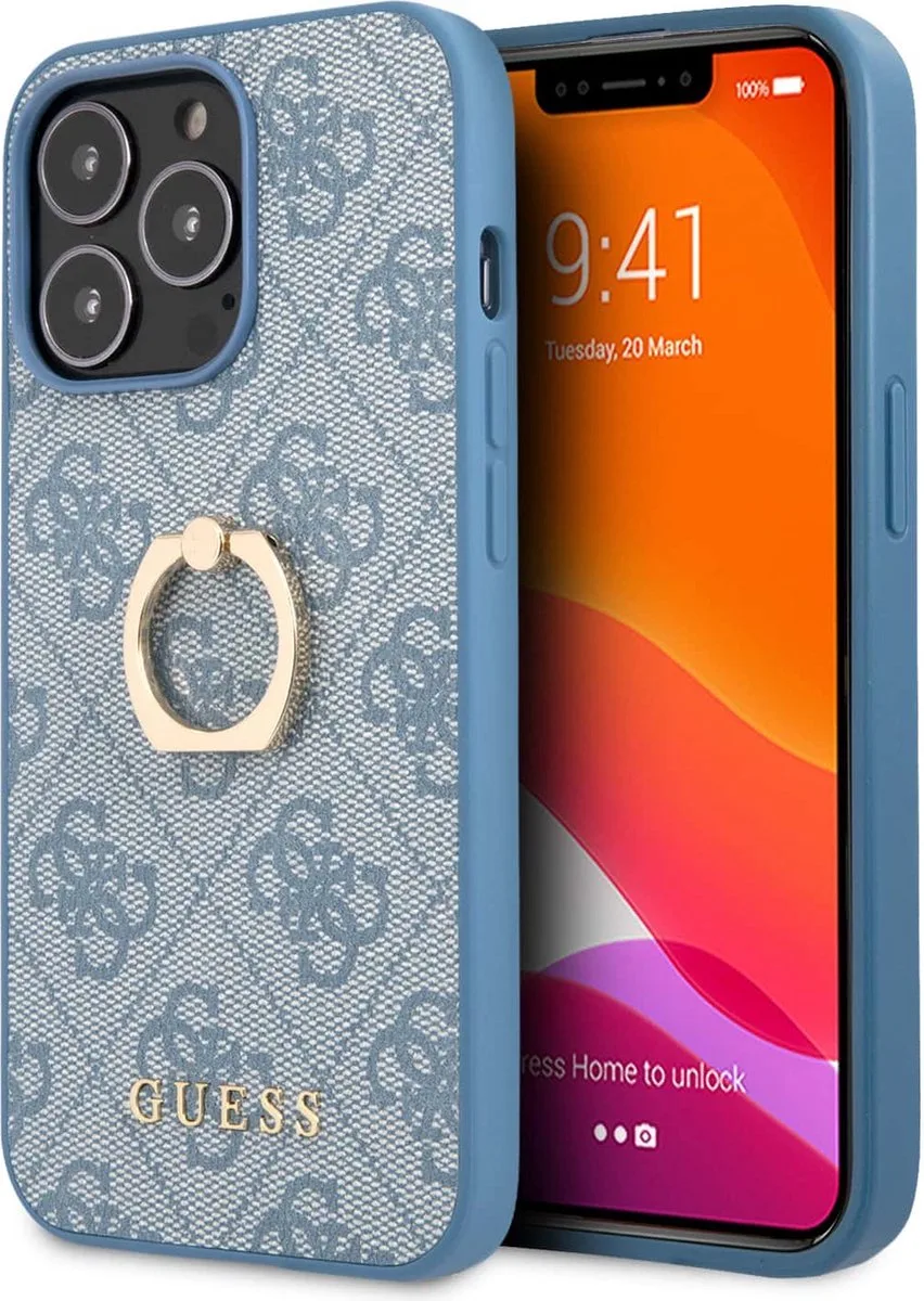 Logo Backcase met Ringhouder iPhone 13 Pro fra Guess i Blå – produktbillede