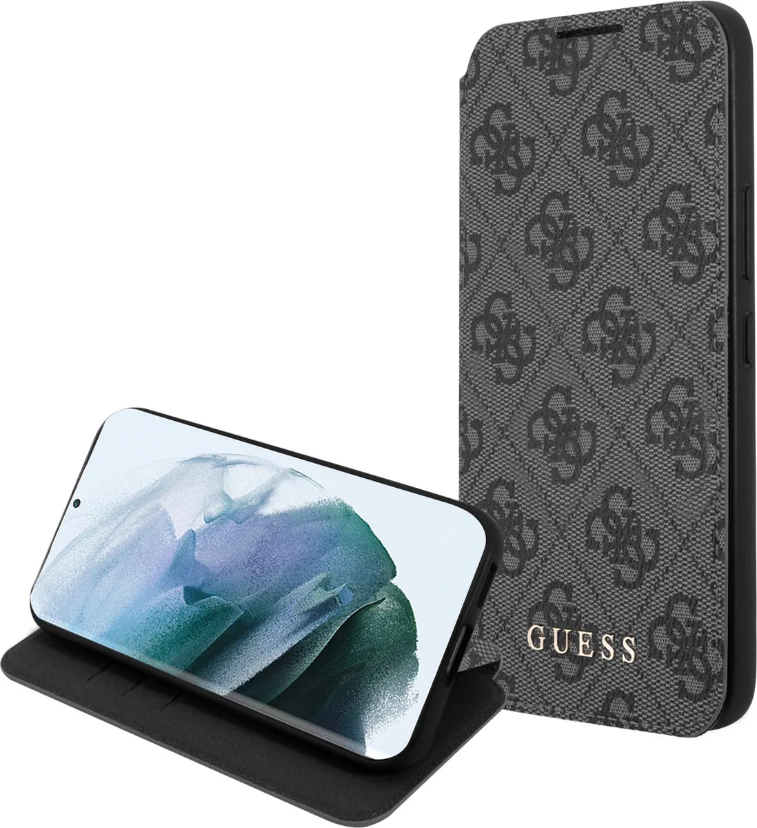 Logo Boekmodel hoesje Samsung Galaxy S22 Plus fra Guess i Grå – produktbillede
