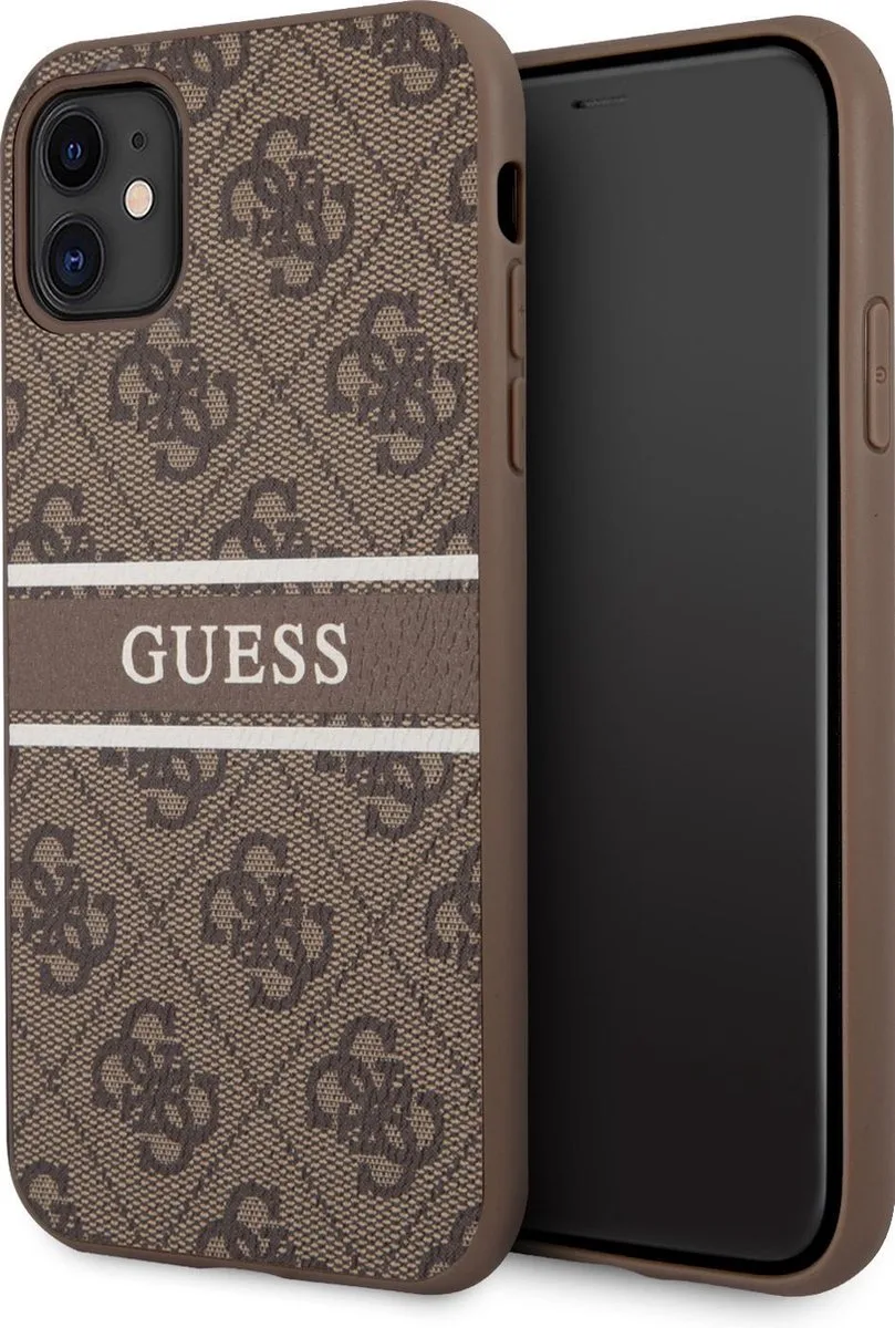 Logo Stripe Backcase iPhone 11 van Guess in Bruin – productfoto