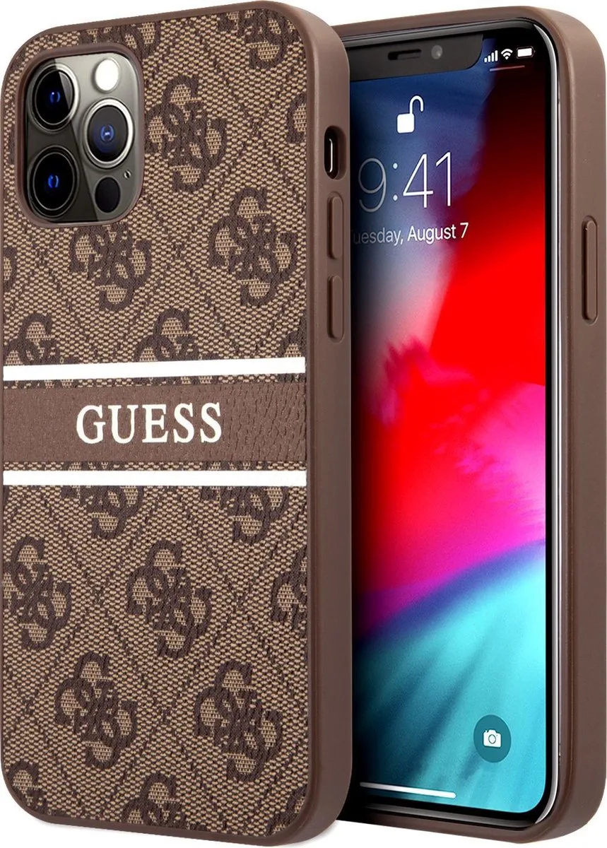 Logo Stripe Backcase iPhone 12 Pro en 12 från Guess i Brun – produktbild