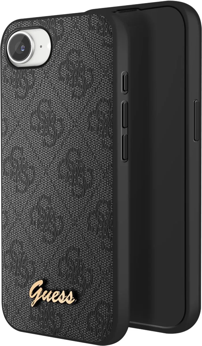 MagSafe-hoesje Geschikt voor Apple iPhone 16e Motief 4G Monogram Logo in reliëf von Guess in Schwarz – Produktfoto