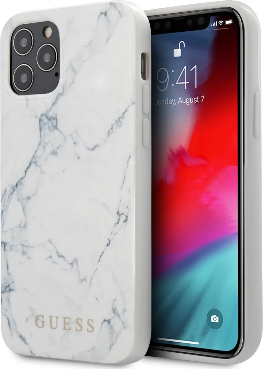 Marble Hard Case - Apple iPhone 12 Pro Max (6.7") van Guess in Wit – productfoto