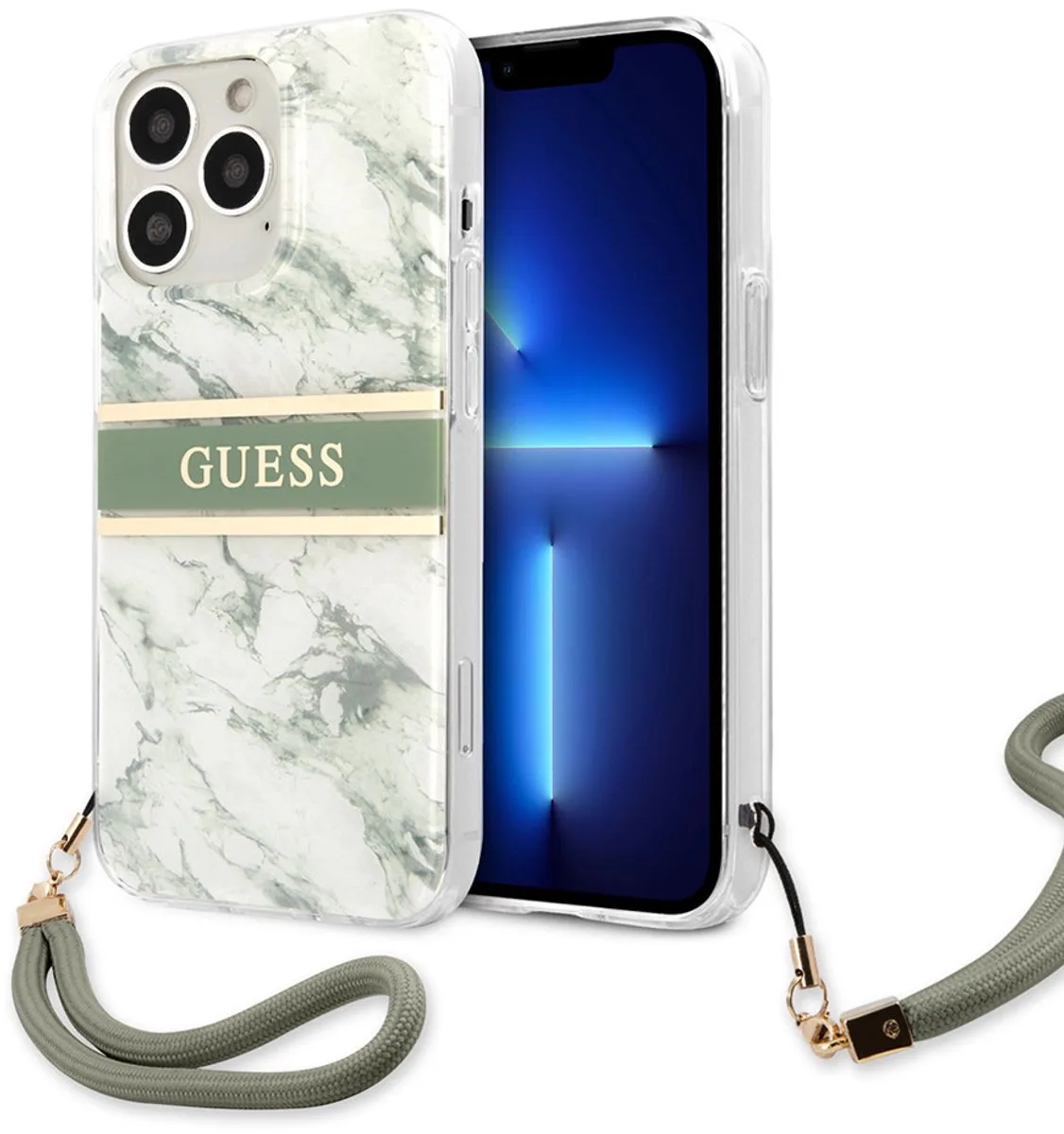Marble Stripe Back Case - Geschikt voor Apple iPhone 13 Pro (6.1") från Guess i Grön – produktbild